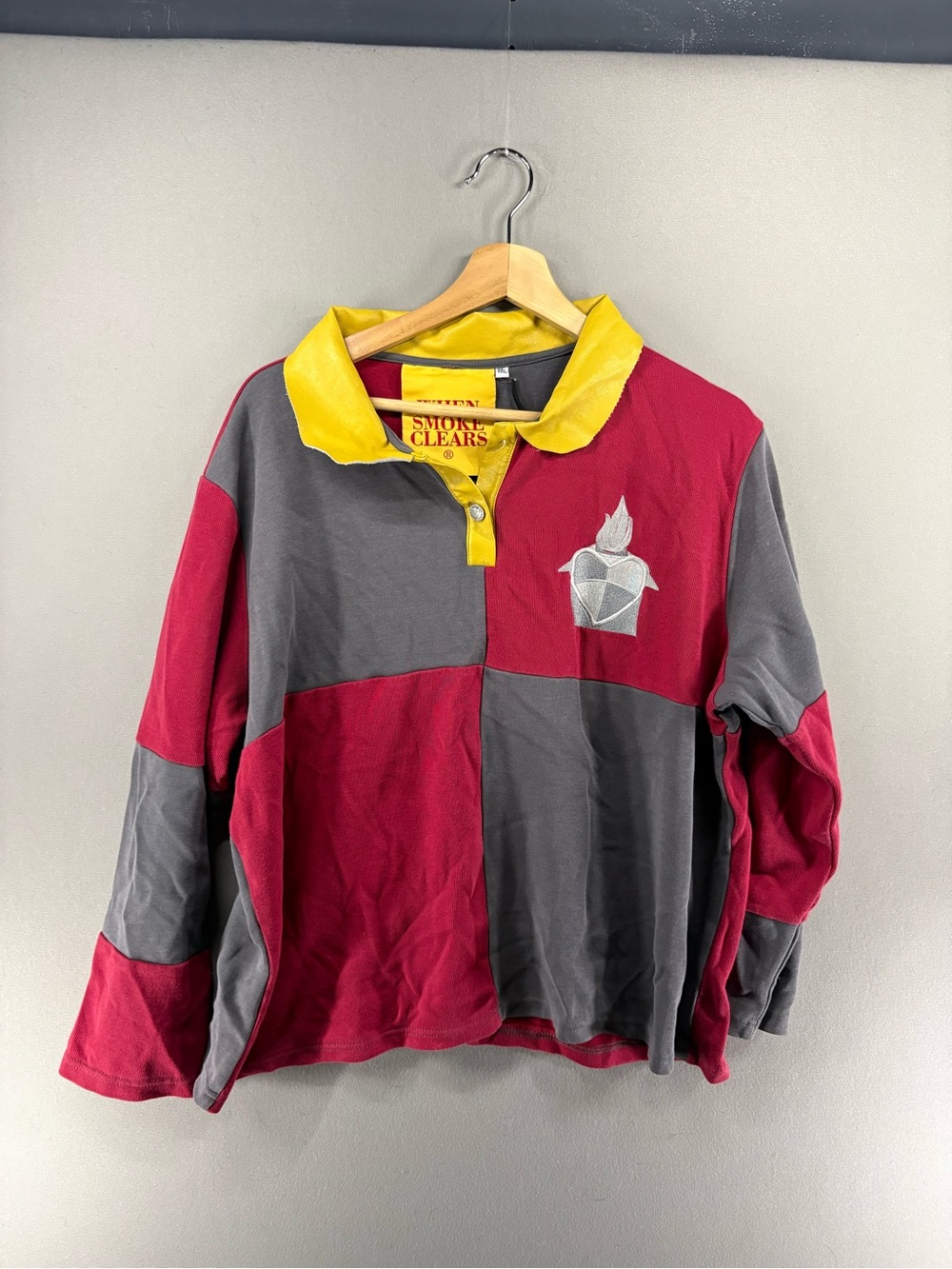 When Smoke Clears Men Polo Shirt Leather Collar Size XXL Streetwear Rare